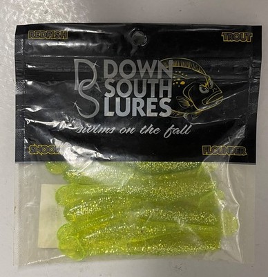 DOWN SOUTH LURES BURNER SHAD CHARTREUSE FLASH 7 PACK 3 1/2 INCH