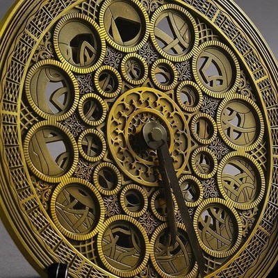 SuperGroupies x Bloodborne Astral Clocktower Antique Gold Table Starry Clock