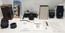 Vivitar 220/SL 35mm SLR Camera Set with Accessories and Packaging Untested