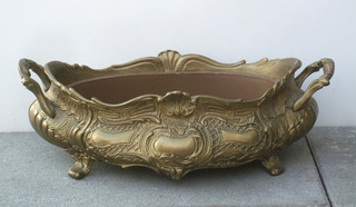 Antike Relief Messing Blumenschale Blumentopf Jardiniere Einsatz Vintage Deko