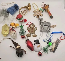 Lot of 17 Vintage Christmas Ornaments Mixed Lot ESTATE FIND