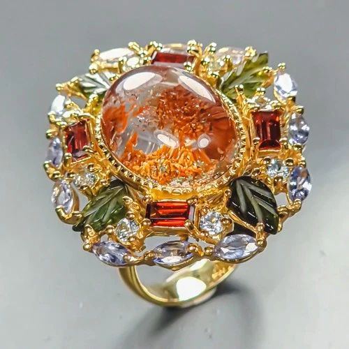 Charming Jewelry Natural Ghost Quartz Ring 925 Sterling Silver Size 9 /R453247