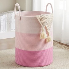 Cotton Rope Laundry Hamper by , Tall Woven Laundry Basket Storage, Baby Nurse...