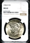 1926-D Peace Silver One $1 Dollar - NGC MS 62   CC749