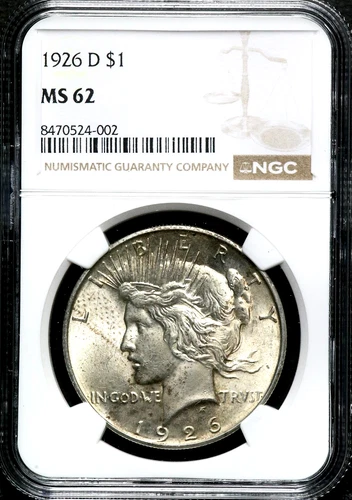 1926-D Peace Silver One $1 Dollar - NGC MS 62   CC749