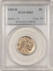 1935-D BUFFALO NICKEL - PCGS MS-63, CHOICE!