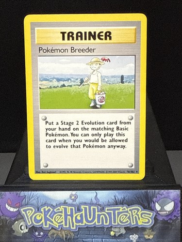 Pokemon Karte Pokemon Züchter 76/102 Trainer Rare Base Set 4TH PRINT Light Play