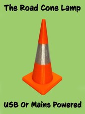 The Traffic Road Cone Lamp - Mains Or USB Powered - Custom Made - Led - Orange