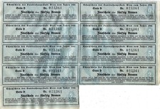 Schatzschein der Bundeshauptstadt Wien 1922 - 9 Zinsscheine je 50 Kronen