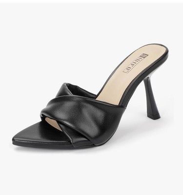 Women's Black IDIFU IN4 Pointed Open Toe Size 9 Stiletto Heels Slip On Sandals
