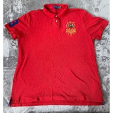 Polo Ralph Lauren Mens Red Crest 3 Pony Embroidered Short Sleeve Polo Shirt XL
