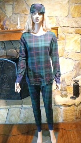 Old Navy Base Layer Watch Plaid thermal pajamas jogger + Sleep Mask  XL
