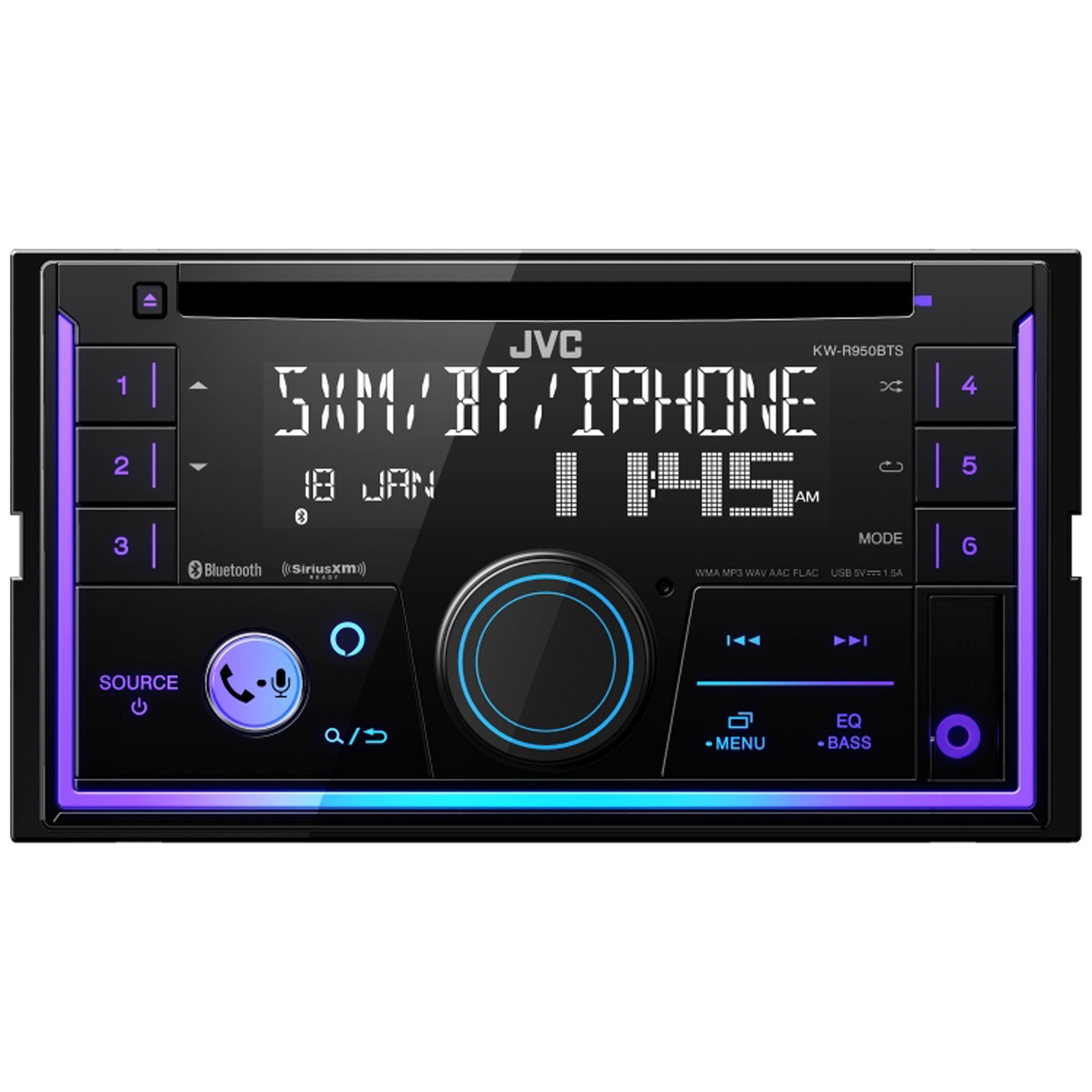 JVC KW-R950BTS 2-DIN CD Receiver featuring Bluetooth&reg; / USB / SiriusXM / Amaz...