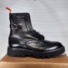 Size 11 (UK 10) - TRICKERS x TODD SNYDER Sheene - Black Croc Embossed Leather
