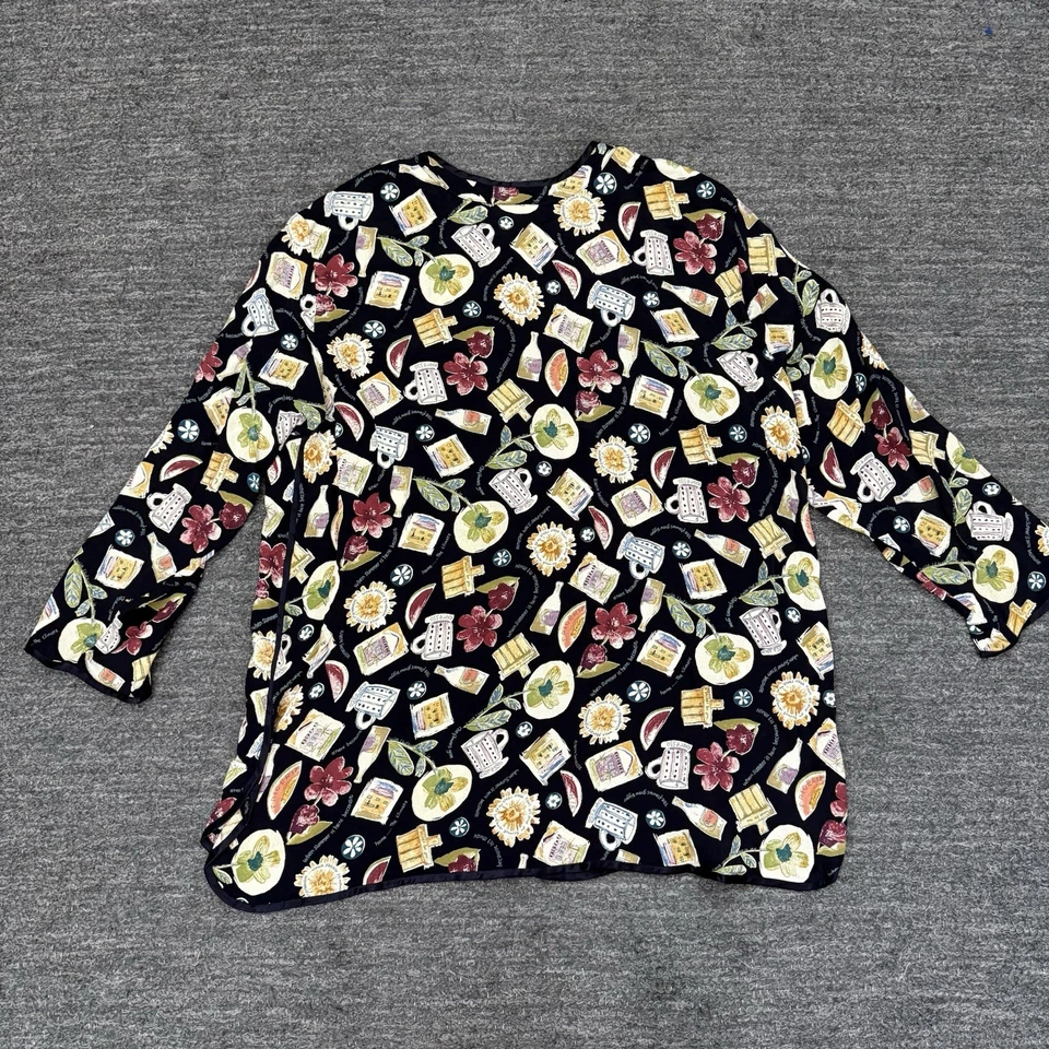 Top túnica vintage David Dart mujer 2X más rayón bolsillo café floral fruta EE. UU. Foto 3 de 4