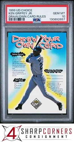 1999 UD CHOICE DRAW YOUR OWN CARD RULES KEN GRIFFEY JR. HOF PSA 10