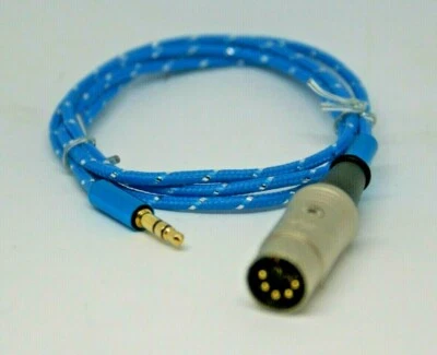 Bang Olufsen Gold 5Pin DIN - Gold 3.5mm Blue Braided Cable iPod/MP3 3ft NEW