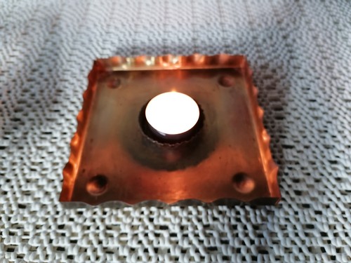 DDR Teelichthalter Stövchen Teewärmer aus Metall 13,5x13,5 H:6cm VINTAGE - Bild 2 von 6