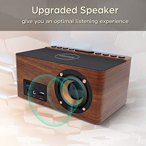 Anjank Holz Digital Wecker FM Radio, 10 W Schnell Wireless Ladestation für - Bild 6 von 8