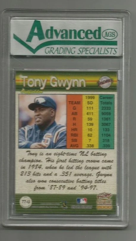 TONY GWYNN (San Diego Padres) 2000 PARAMOUNT UPDATE #77-U AGS GRADED 9.5 MINT+  - Image 2 of 2