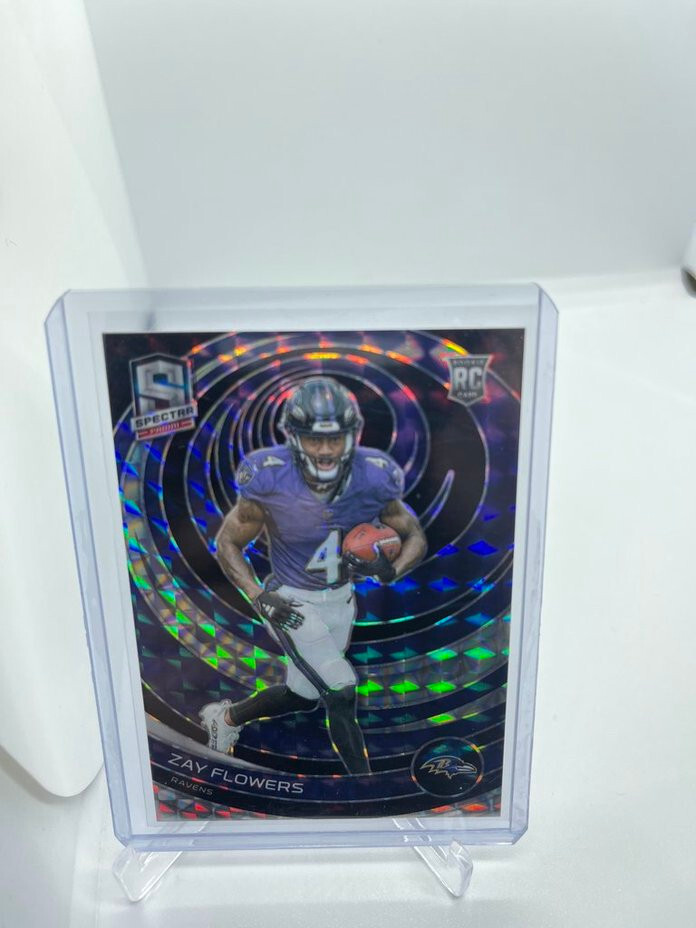 2023 Panini Spectra Zay Flowers Interstellar Prizm Rookie RC SP 52/60 Ravens 128