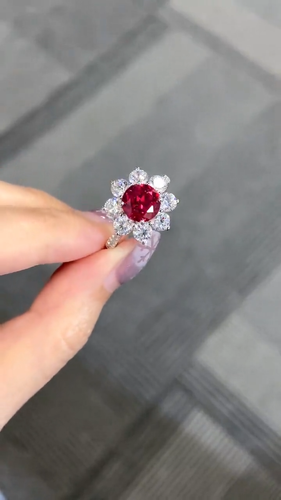 3.80 Ct Round Cut Certified Natural Ruby & Diamond Wedding Ring 14k White Gold - Video 1 of 1
