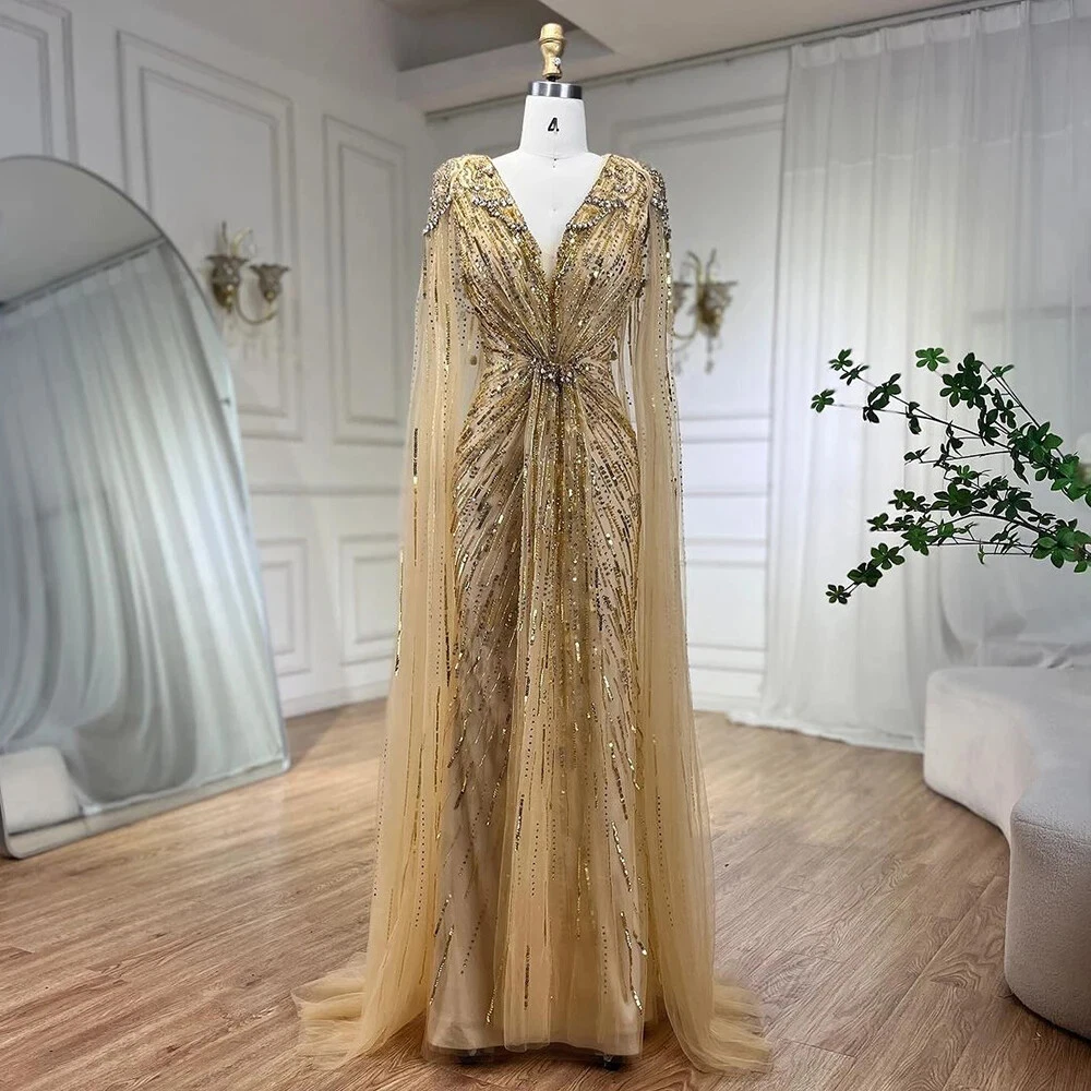 Gold Beaded Long Dresses for Women for sale