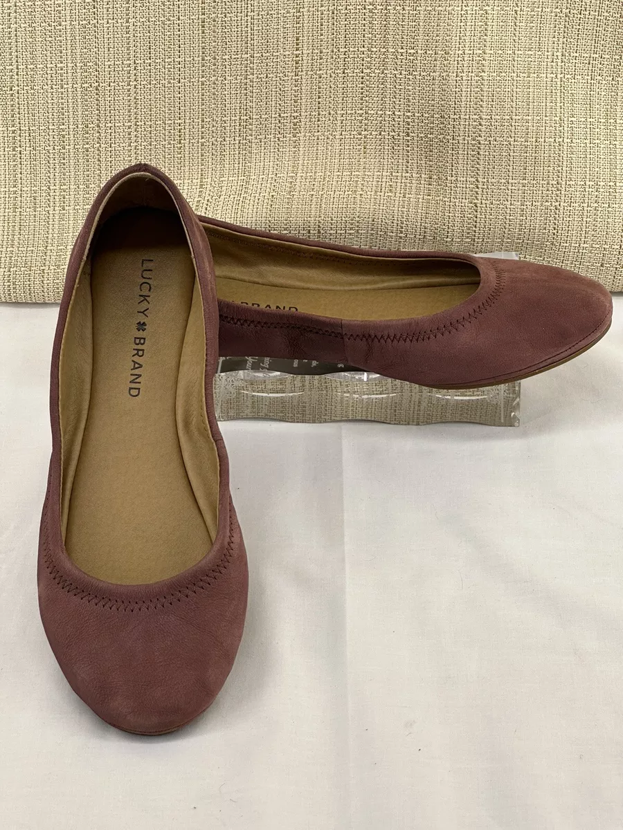 Lucky Brand Shoes Emmie Suede Ballerina Flats Pink Mauve Shoes
