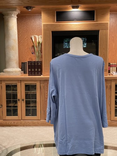 BLAIR-3/4 SLEEVE LIGHT BLUE ROUND/V-NECK BUTTON UP HENLEY PULLOVER SIZE 3XL NWT - Picture 3 of 5