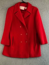 Pendleton Coat Womens Red 100% Wool Made in USA Double Breasted Pockets Jacket