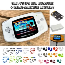Nintendo Game Boy Advance GBA V5 IPS LCD System WHITE USB-C Rechargeable Battery