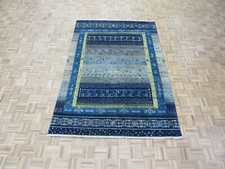 5'10 x 8'9 Hand Knotted Blue Gabbeh Peshawar Oriental Rug G11493