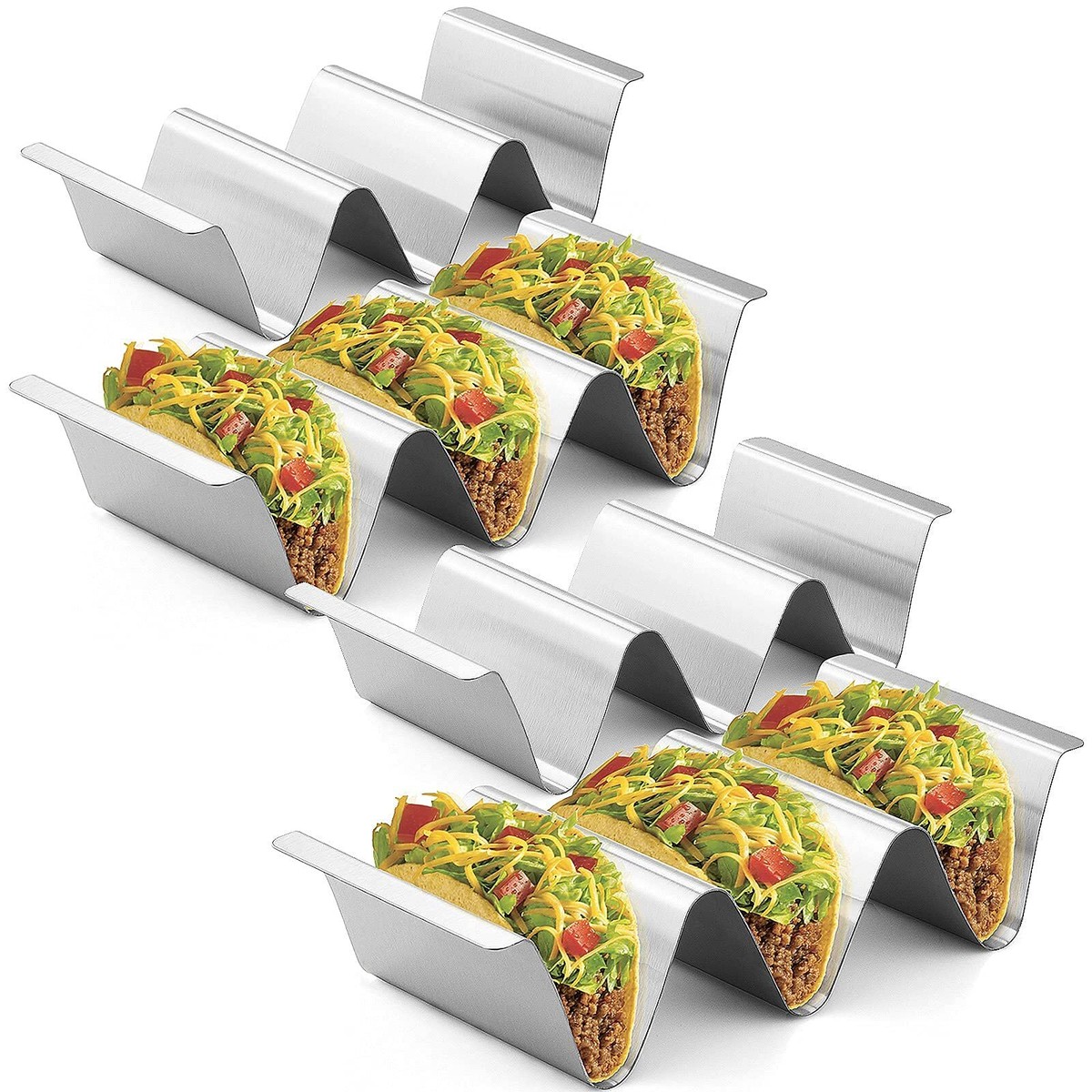 Taco-Halter Set Aus Edelstahl, 4 Stück – Ofenfest & Spülmaschinengeeignet