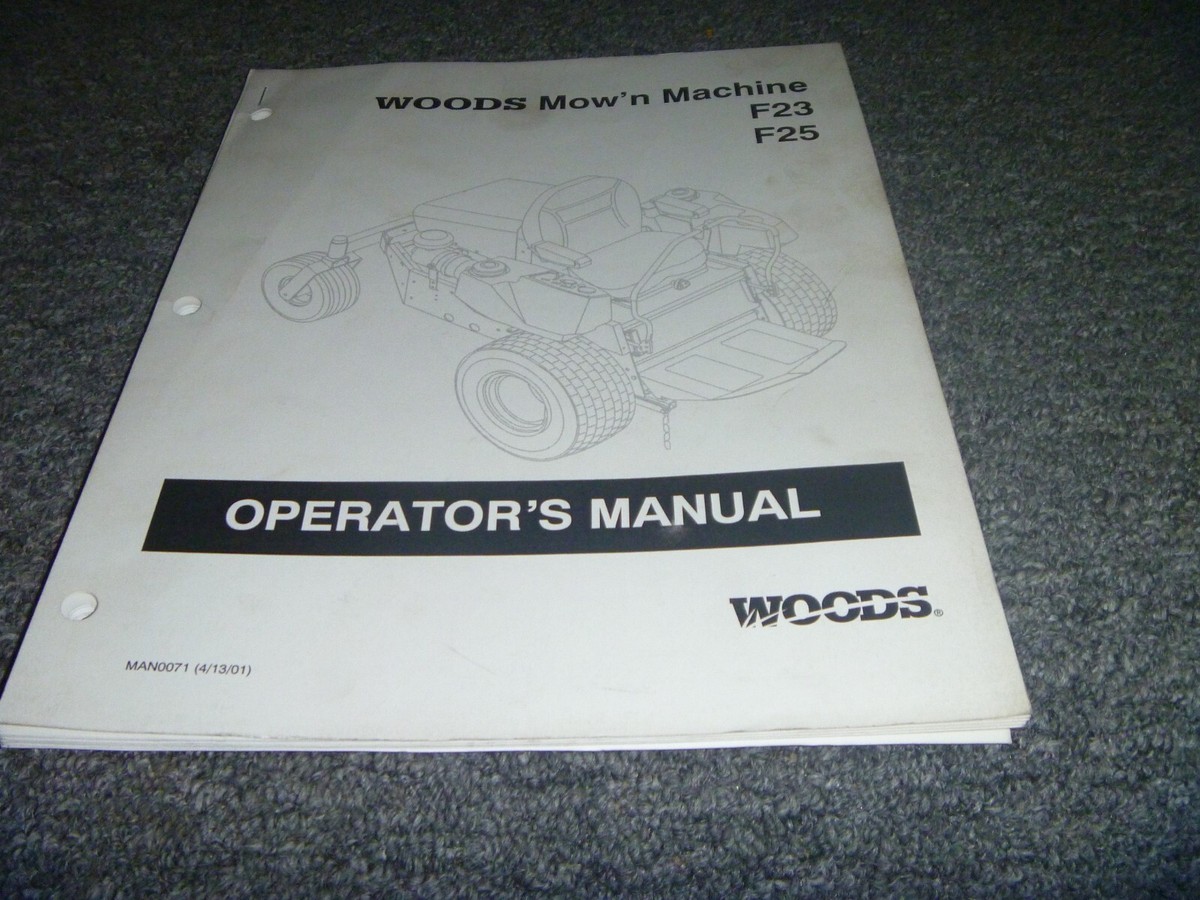 Woods F23 & F25 Mow'n Machine Mower Owner Operator Manual MAN0071