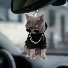 Cool Hiphop Gangster Cat Hanger For Rear View Mirror Christmas Tree Or Backpack