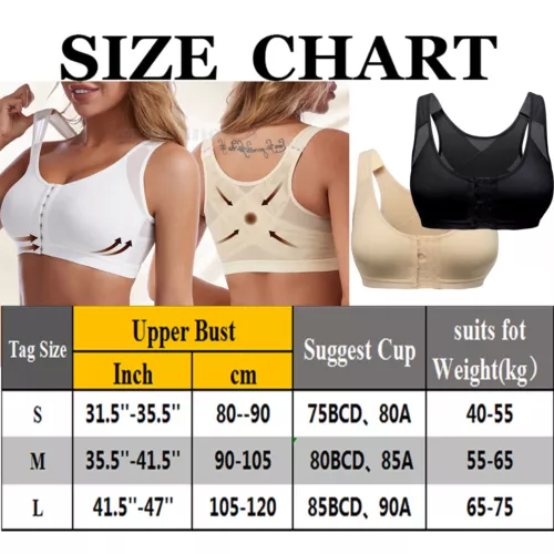 Women's Posture Corrector Bra Wireless Back Support Lift Up Front Closure Bra UK - Picture 2 of 24