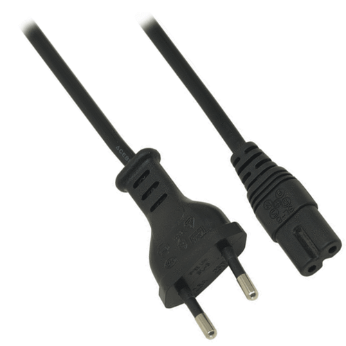 2M, EURO 2 PIN PLUG TO IEC C7 FIGURE 8 TYPE BLACK CABLE, TV RADIO LAPTOP PS LEAD - Picture 3 of 3