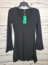 NWT Fairy WhimsiGoth SHEIN Black V-Neck Long Sleeve Mini Dress Womens Size 2