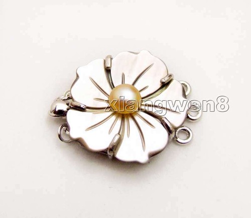 Accesorios de broche de 3 hebras con carcasa natural de 25 mm para joyería con perla rosa de 6 mm - Imagen 8 de 10