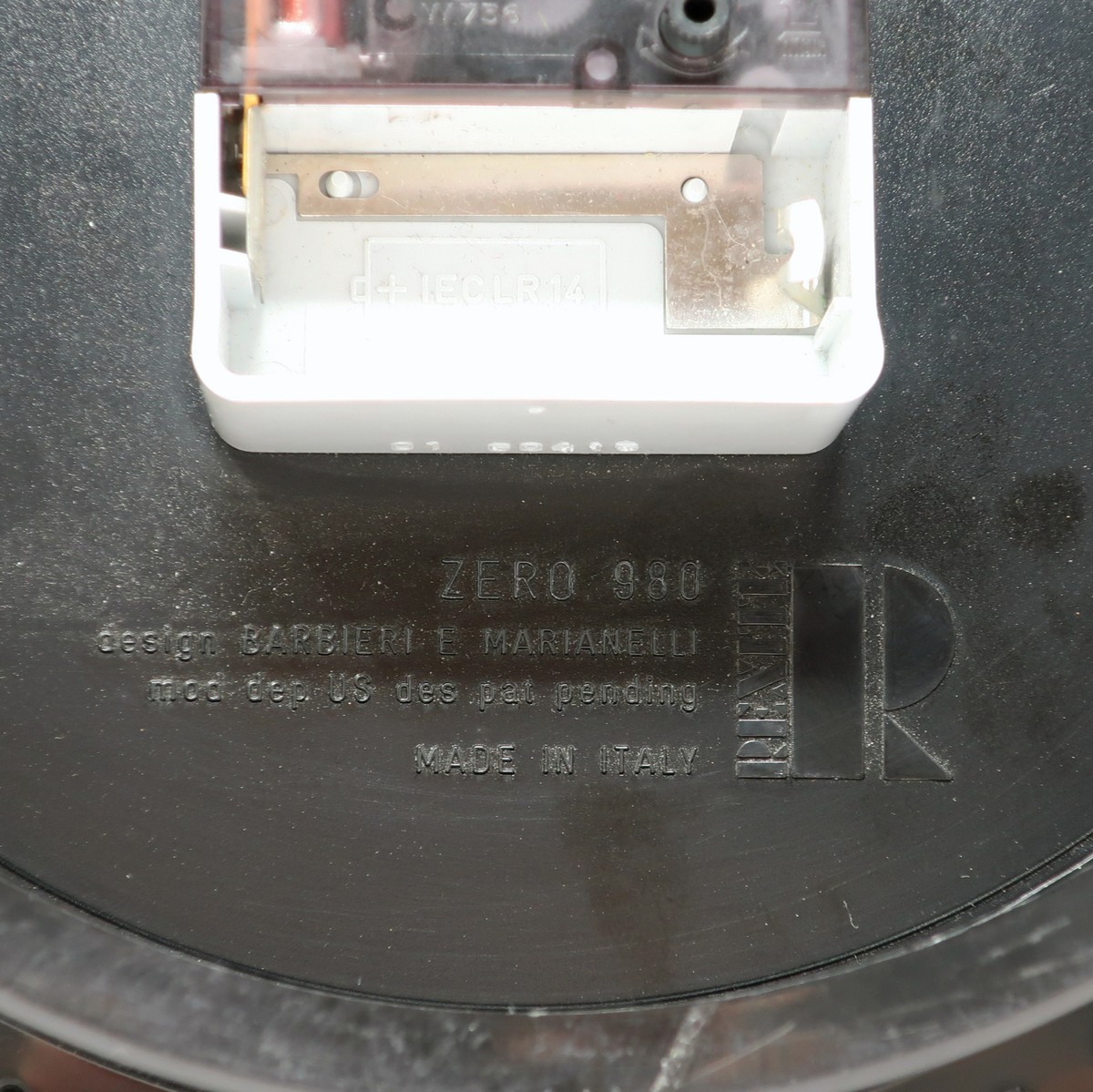 1980s Postmodern Black and Yellow Rexite Zero 980 Wall Clock