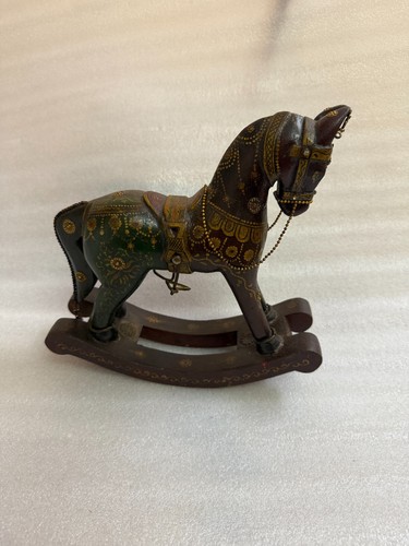 Old Wooden Horse statue, Vintage Rocking Horse Figurines, Animal statue - 10 " - Picture 4 of 10