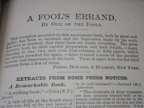 A FOOL'S ERRAND & THE INVISIBLE EMPIRE-HARDCOVER-TOURGEE-1879-1880 - Picture 5 of 11