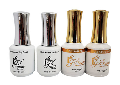 IGEL Impeccable Soak Off Gel No-Wipe Top Coat + Base Coat 0.5 oz 2packs