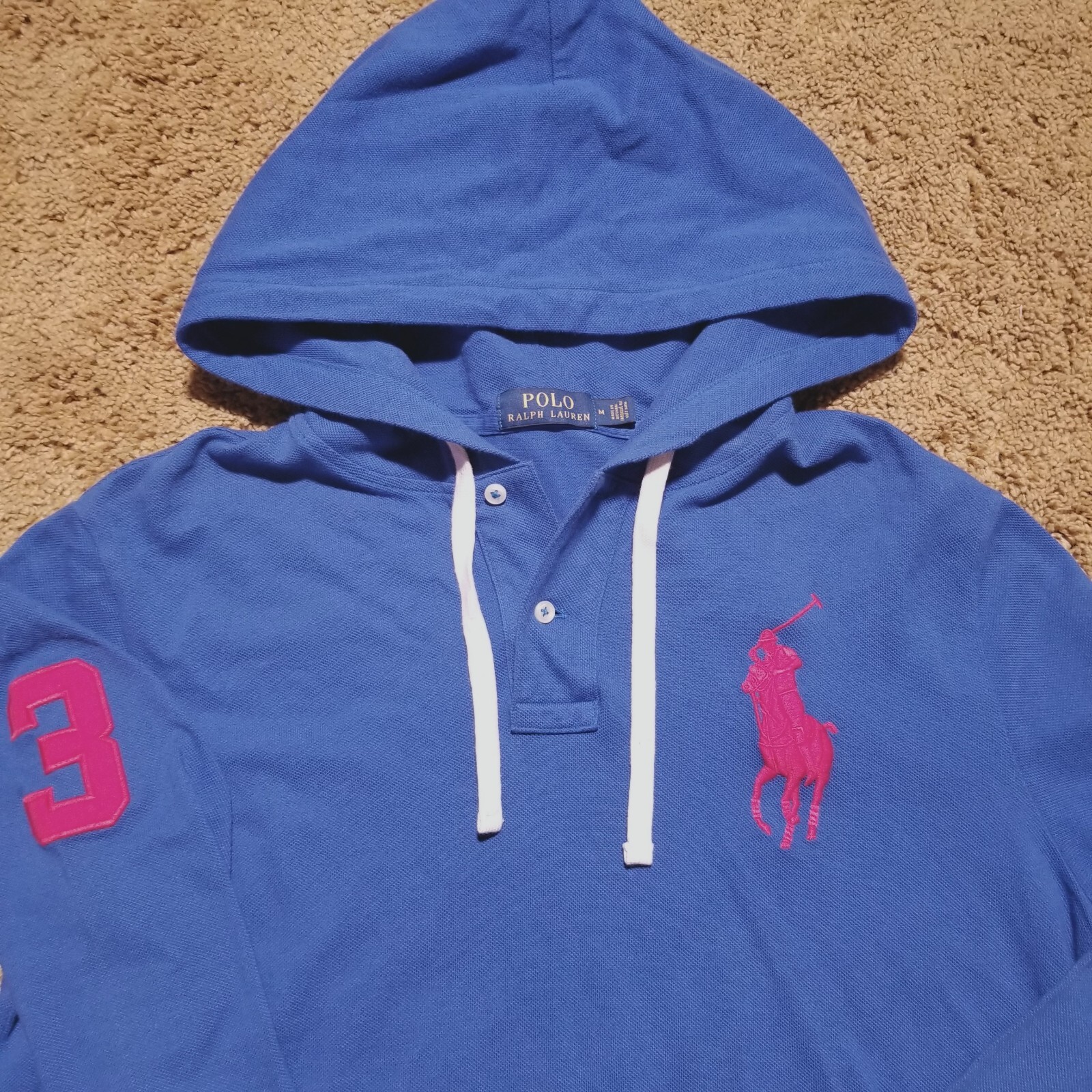 Polo Ralph Lauren Felpa con Cappuccio Uomo M Big Pony Ricamato Rugby Henley Pullover