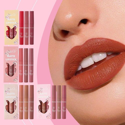 Juego de 3 lápices labiales líquidos mate de maquillaje impermeables antiadherentes D4P7 GTR8