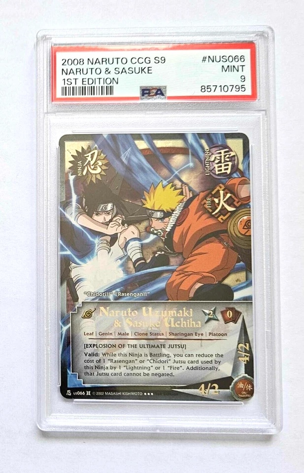 Naruto & Sasuke PSA 9 Mint 1st Edition US066 SR Platoon Naruto CCG 2008 POP8 - Image 2 of 4