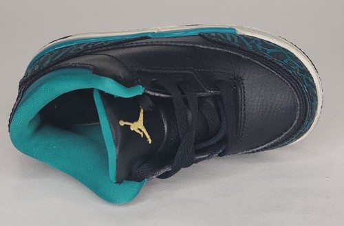 Air Jordan 3 Retro Basketball Shoe Sz 8C Teal Black 654964-018 Toddler Nike - Picture 6 of 6