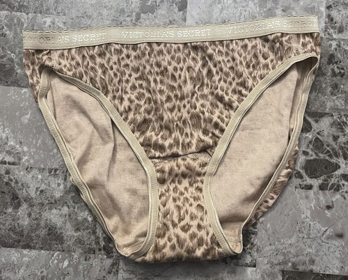 NWT VICTORIA'S SECRET M LEOPARD 100% COTTON VINTAGE RARE LOW RISE BIKINI PANTIES