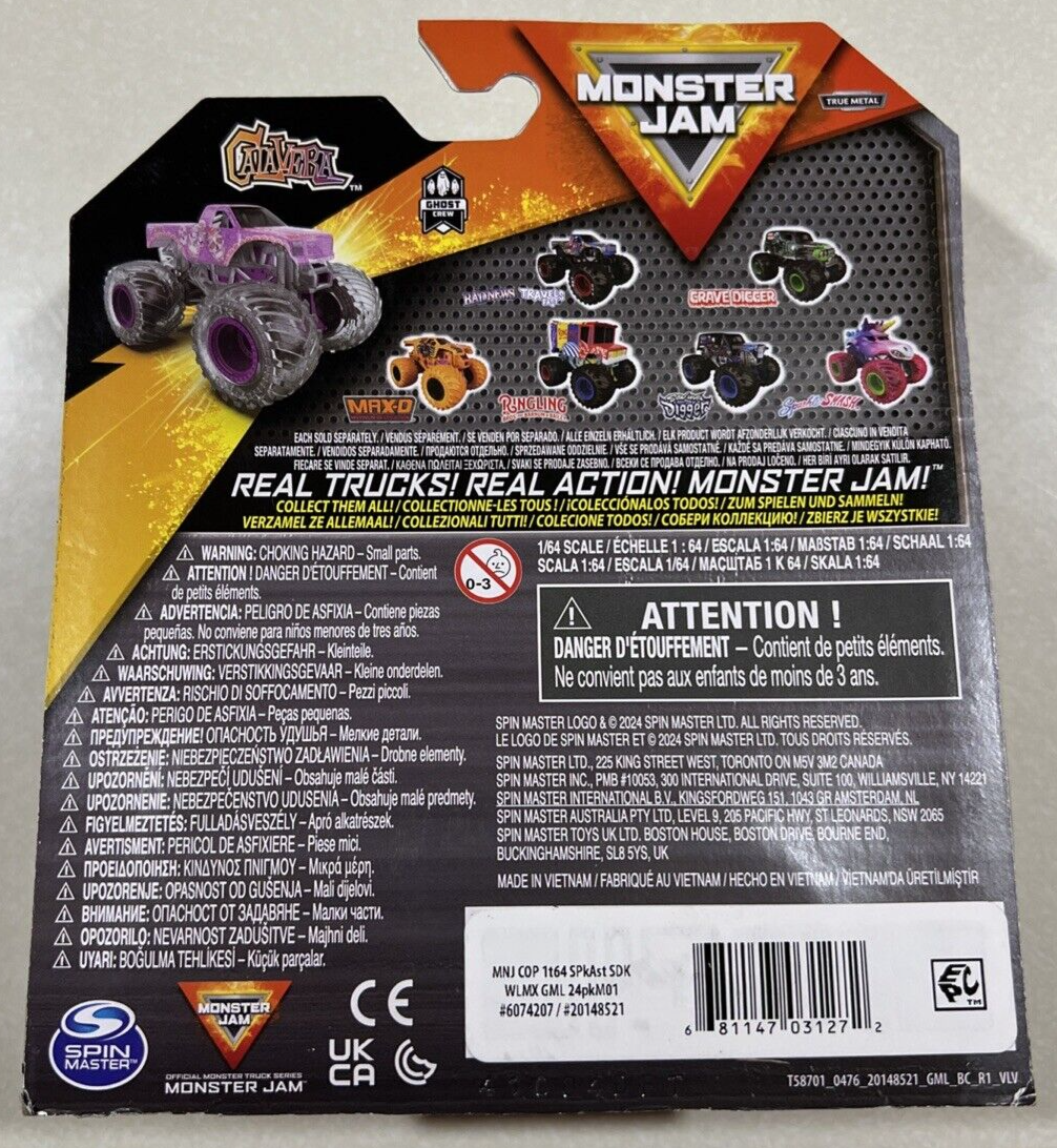 NEW 2024 Spin Master Monster Jam CHASE Series 39 Calavera Pink