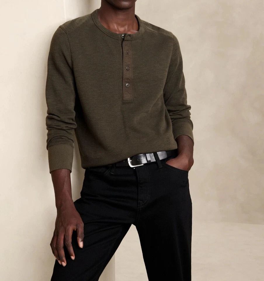 BANANA REPUBLIC Double-Knit Henley T-Shirt #734154 - Image 4 of 4